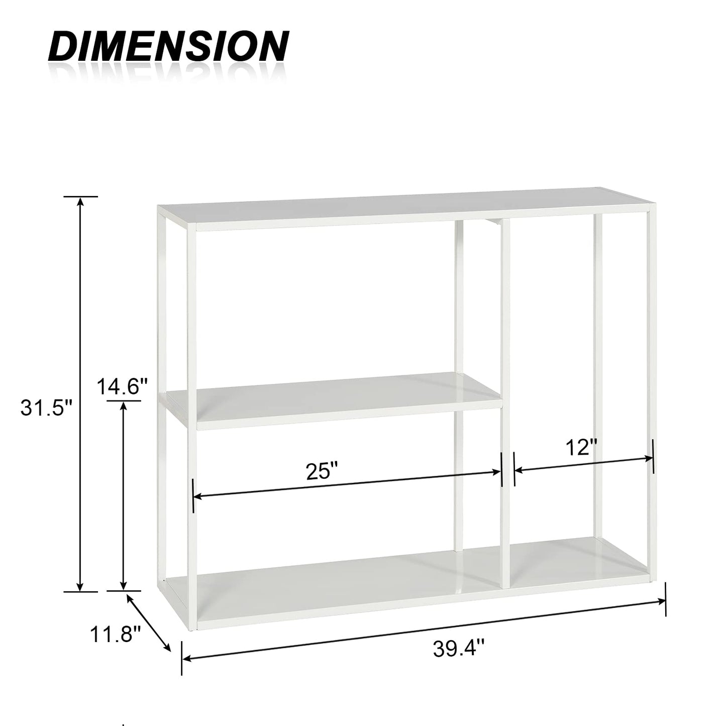 HDANI Console Table,3 Shelf Sofa Table,Thin Entryway Table,Metal Frame Couch Table for Small Spaces,Living Room,Hallway (White, 100×30×80cm)