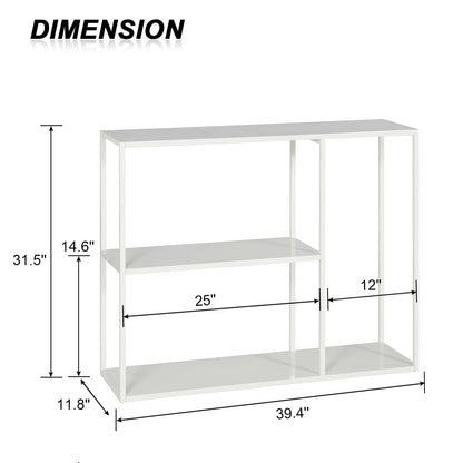 HDANI Console Table,3 Shelf Sofa Table,Thin Entryway Table,Metal Frame Couch Table for Small Spaces,Living Room,Hallway (White, 100×30×80cm)
