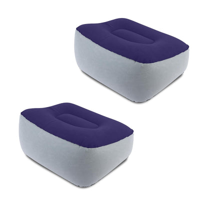 Inflatable Foot Rest for Travel 2 Pack, Inflatable Foot Rest Pillow for Car Office Home (Grey Blue)