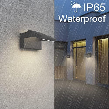 Klighten 24W LED Wall Light Outdoor Indoor, Waterproof IP65 Adjustable Wall Lamp Aluminum, Modern Outside Light Main Power for Entrance Garden Balcony, 1500 Lumen, Dark Gray, Natural White 4000K