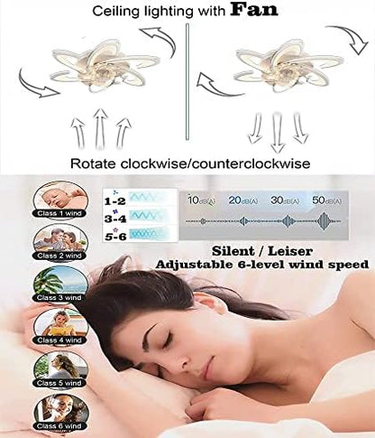 Bossen Ceiling Fan with Light, Φ67cm, 70W Quiet Modern Led Ceiling Light Fan Light with Remote Control and APP Dimmable 6 Lights for Living Room Bedroom Dining Room Ceiling Fans with Lamps (Black)