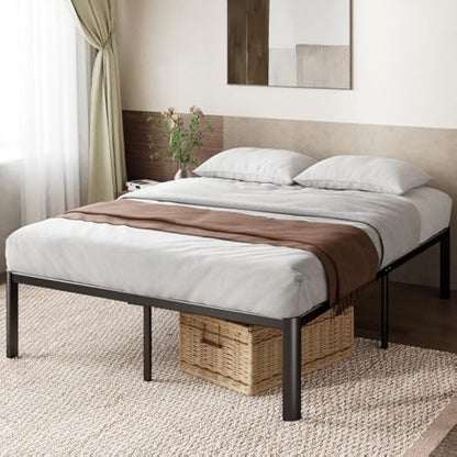 Zinus Van Super King Bed frame - Bed 180x200 cm - 41 cm Height with Underbed storage - Metal Platform Bed frame with Steel slat support - Black