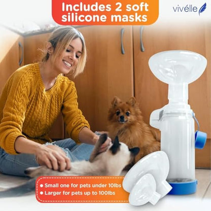 Vivélle Handheld Inhaler Spacer with 2 Masks for Pets Cat and Dog Inhaler Spacer for MDI