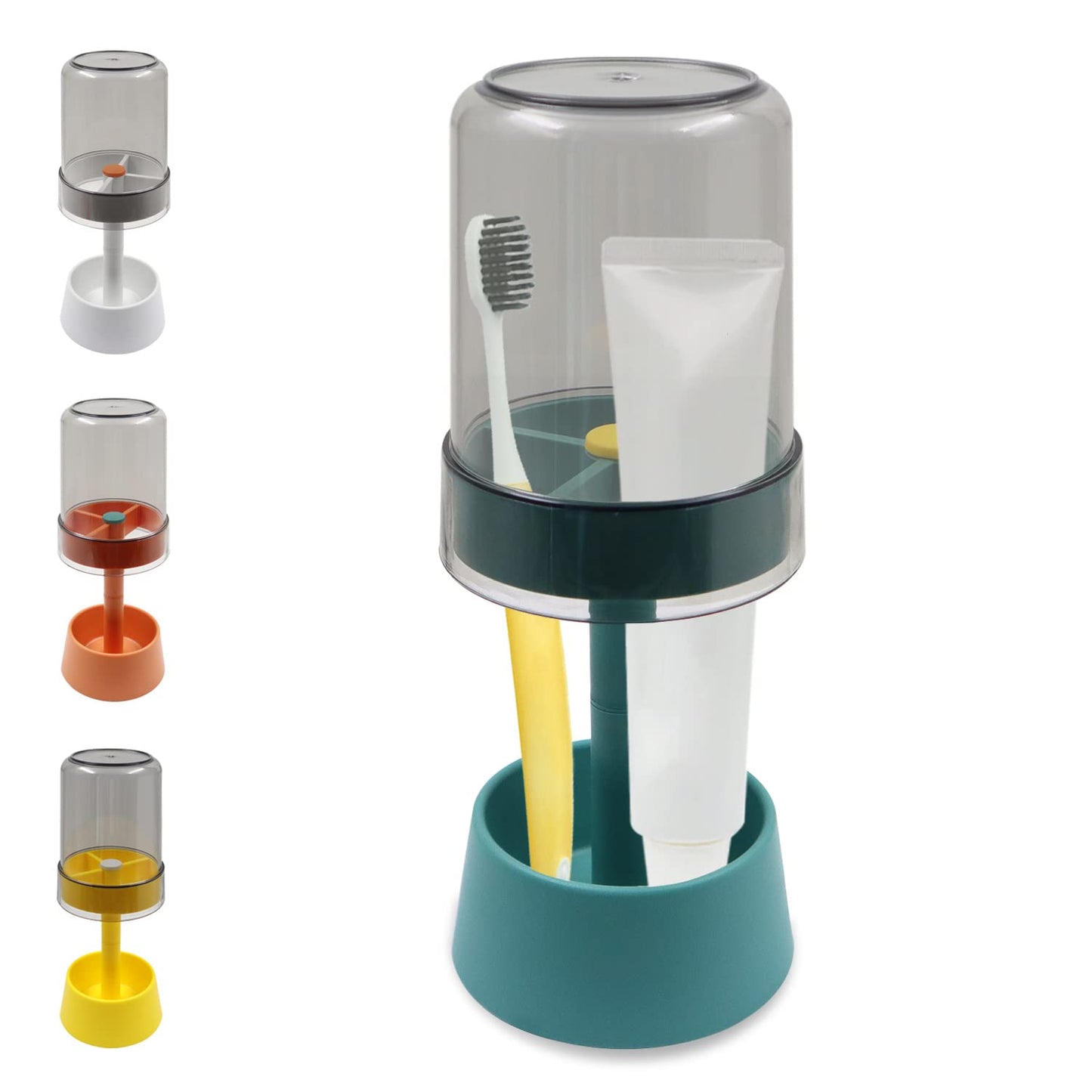 Toothbrush Holder Stand with Tooth Brush Cups/Cover, Toothpaste Holder Stand with 3Slots?Dental Storage Organizer Holder Stand,for Toothpaste (Blue)