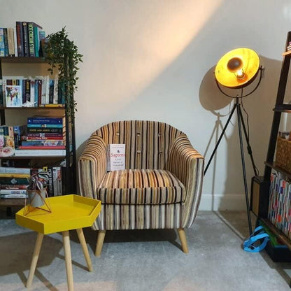 Osasy Retro Studio Floor Lamp - Vintage Black Gold With Ø 34 cm Lampshade, Max. 60W, 147cm Height - Metal Lamp for Living Room, Bedroom