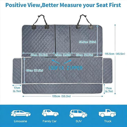 ANOSOSPECIAL Grey Dog Car Seat Cover for Back Seat,Non-Stick Fur,Pet-Friendly and Waterproof - Universal Fit Interior Protector for Auto, Van, SUV - Ideal for Kids and Pets（Large）