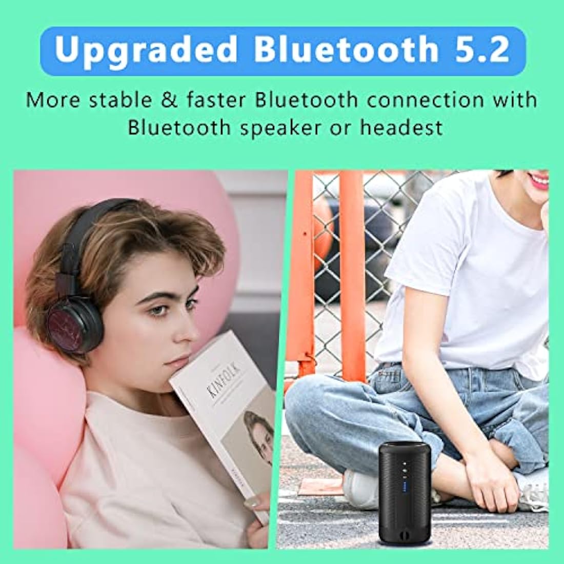 128GB MP3 Player with Bluetooth 5.2, AiMoonsa Music Player with Built-in HD Speaker, FM Radio, Voice Recorder, HiFi Sound, E-Book Function, Earphones Included