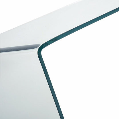 Panana Pald Crystal Modern Curved Console Glass Table Bent Clear Large Transparent Table For Hall Dining Room Home W100*D33*H76 CM