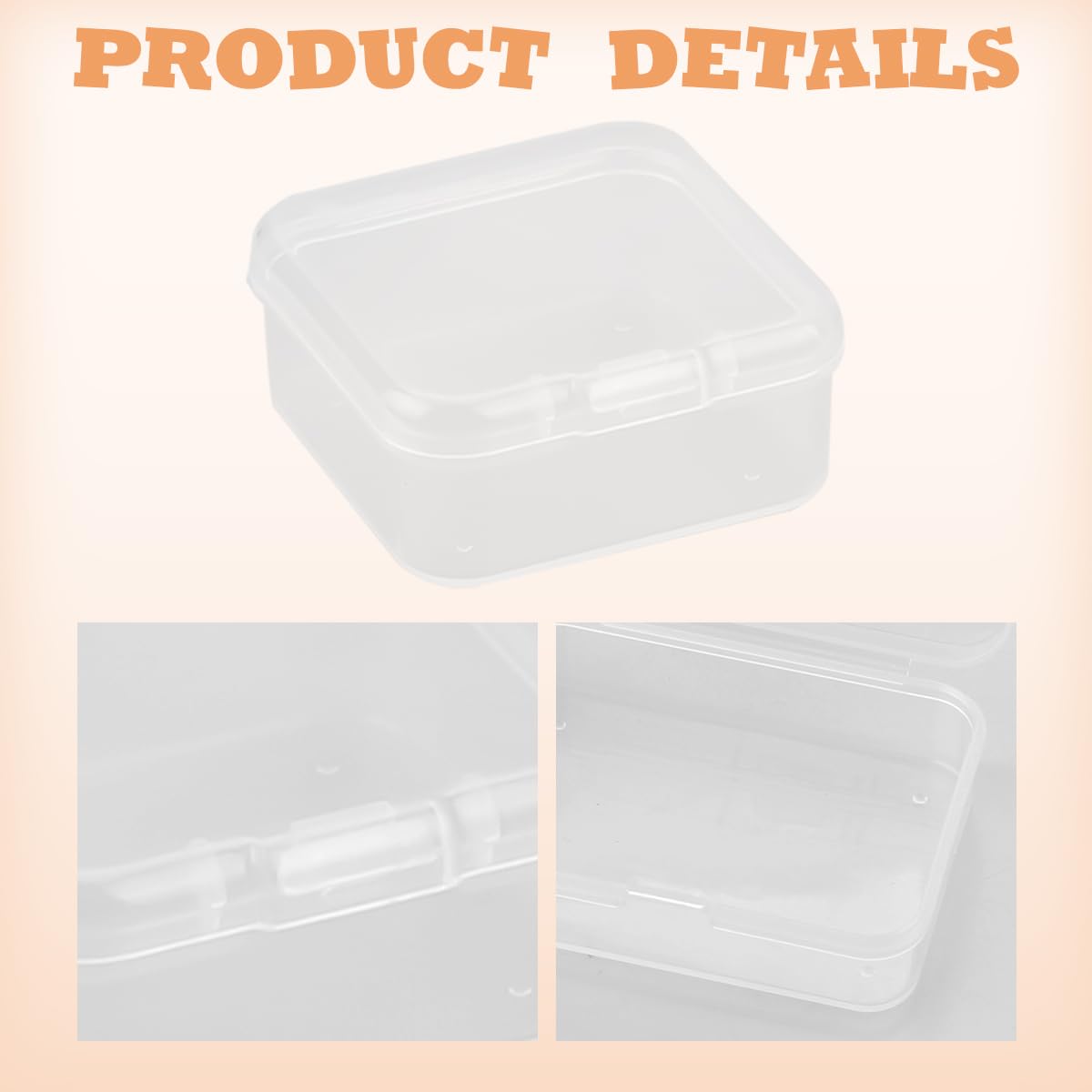 Hopzab 6 PCS Small Square Storage Boxes with Lids Mini Plastic Empty Containers for Storing Beads Pills Jewelry Game Pieces Craft and Other Small