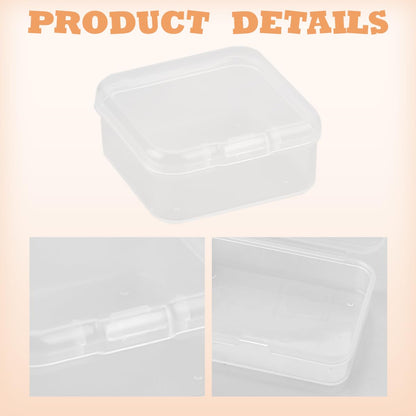 Hopzab 6 PCS Small Square Storage Boxes with Lids Mini Plastic Empty Containers for Storing Beads Pills Jewelry Game Pieces Craft and Other Small