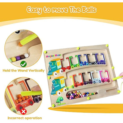 Pincush Magnetic Colour and Number Maze Montessori Wooden ToysCounting Matching GamesEducational Learning Toys for Preschoolers Gift for 3 4 5 6 7 Years Old Girls and Boys