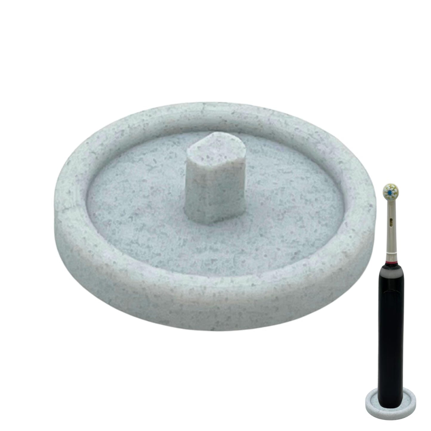 Oral Care Brand Electric Toothbrush Stand & Drip Tray (Marble, Single)