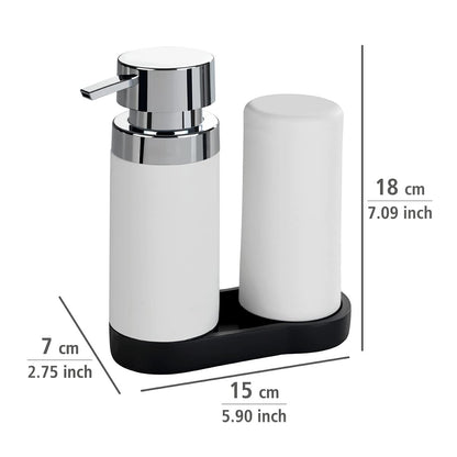 WENKO Washing Station, Silicone, White, 15 x 18 x 7 cm
