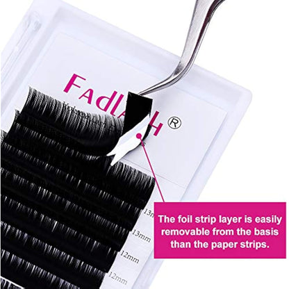 Fadlash Individual Classic Eyelash Extension 0.20mm D Curl 8-14mm Mixed Tray 1:1 Matte Black Professional Classic Individual Lashes