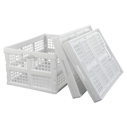 Asking Set of 3 Plastic Stackable Filding Storage Crate, 30 L Collapsible Storage Basket, White
