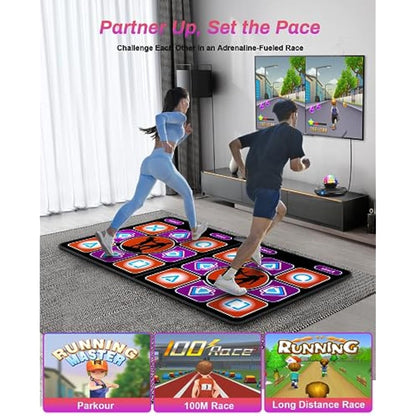 Acelufly Dance Mat, Flannel Dance Mat for TV with Camera, Double Dance Game Mat with Wireless Controller, Non-Slip Dance Pad for Kids Adults, Gifts for Girls Boys