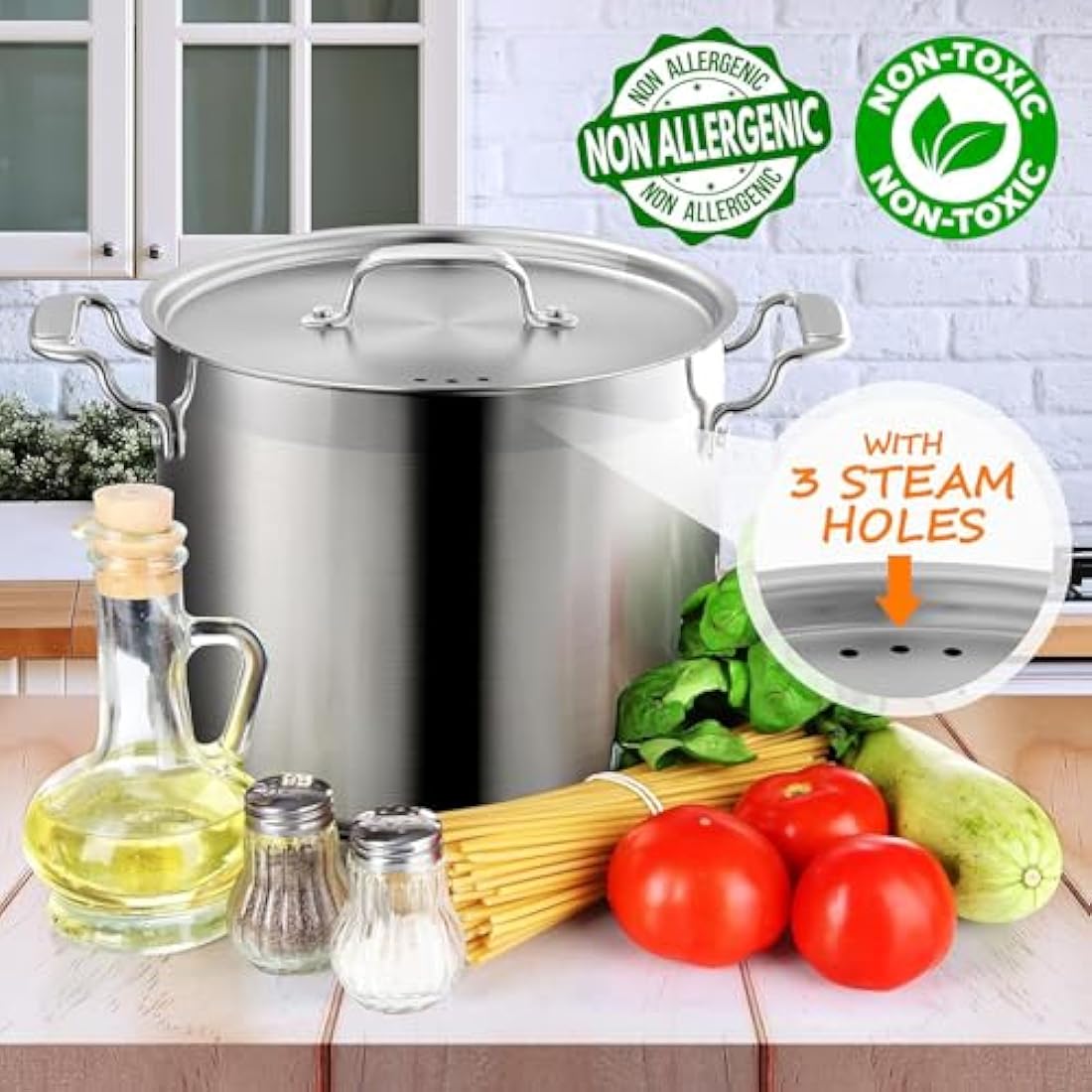 NutriChef 10 litres Stainless Steel Stockpot with Stainless Steel Lid - 18/8 Heavy Duty Large Stock Pot for Stew & Soup, Works w/Induction hub