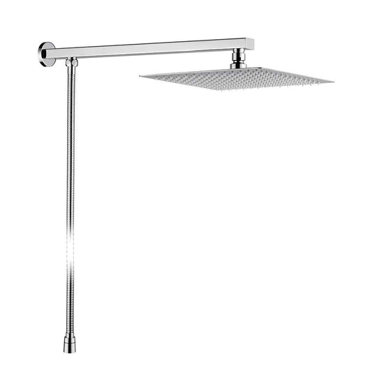 GRIFEMA G7007 10 Inch Rainfall Shower Head and Hose Set, with Shower Arm, Wall Mounted Stainless Steel Fixed Shower Head, Square Ultra-Thin Bathroom