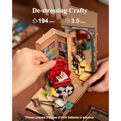 Rolife Book Nook Kits for Adults Shakespeare's Bookstore 3D Puzzles Miniature Dollhouse Models Kit for Adults to Build Bookshelf Decoration Halloween Christmas Birthday Gifts for Girls