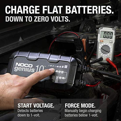 NOCO GENIUS10: 10A 6V/12V Smart Battery Charger – Automatic Maintainer, Trickle Charger & Desulfator with Overcharge Protection & Temperature Compensation – For Lead-Acid & Lithium Batteries
