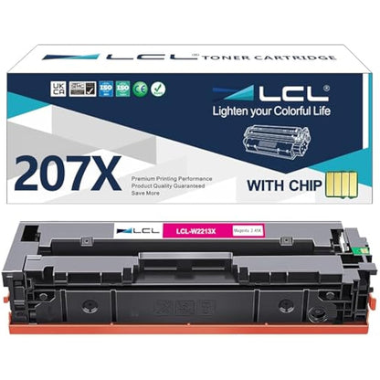 LCL 207X Toner Cartridge (with OEM Chip) Replacement for HP 207A 207X W2213A W2213X for HP Color LaserJet Pro M255dw M255nw M282nw M283cdw M283fdw M283fdn Printer (1PK Magenta)