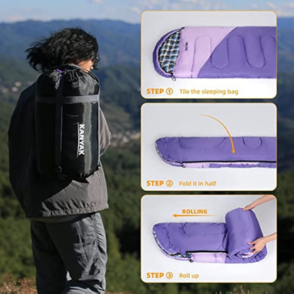 Camping Sleeping Bag, 32 Sleeping Bags for Adults Kids Teens Cold Weather Warm Sleeping Bag Winter for 3-4 Season Camping, Camping Gear Equipment, Traveling, and Outdoors