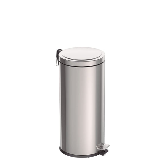 Tramontina 30 Litre Kitchen Indoor Outdoor Rubbish and Waste Bin with Pedal, Metal Stainless Steel, 29.5 cm Diameter x 65.5 cm Height, 94538130
