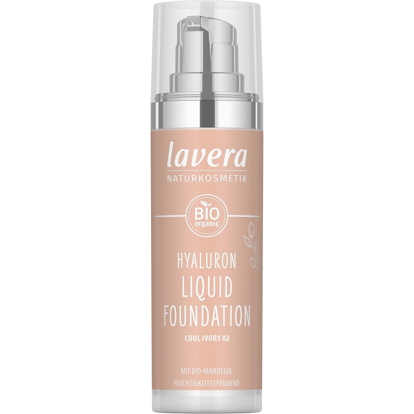 lavera Hyaluron Liquid Foundation - Cool Ivory 02 - natural cosmetics - Vegan - Silky, lightweight texture - free from mineraloil - Natural hyaluronic