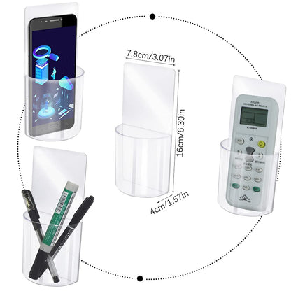 4 PCS Remote Control Holder, Wall Mounted, No Drilling, for Bedroom Table