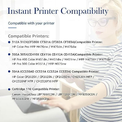 STAROVER 305X CE410X Remanufactured Compatible Toner Cartridge Replacement for HP 305A CE411A CE412A CE413A for HP Laserjet Pro 400 Color M451dn M451nw M451dw MFP M475dw M475dn M375nw M351a (4-Pack)