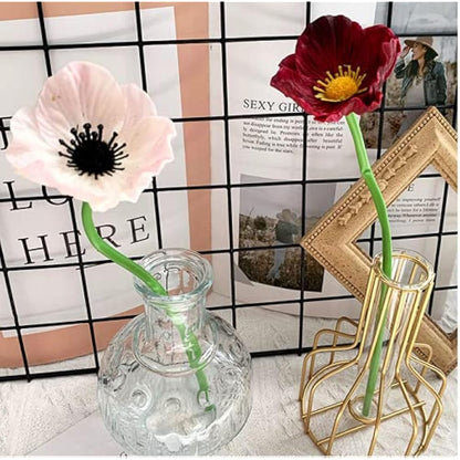 Rikyo 10 Stem 11" Bouquets Artificial Flowers Poppy Flowers,No Fade Multicolor PU Fake Wild Flowers for Kitchen Table Centerpiece Vase,Home Wedding Holding Flowers Backdrop Arch Wall(White)