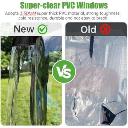 10L0L Golf Cart Enclosure for 2 Seater Club Car DS Precedent Onward and Tempo, 600D Waterproof and Windproof Golf Buggy Cover with Side Mirrors Opening Zipper 4 Side Clear Windows and Taillight Zone