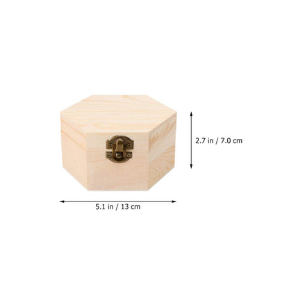 Healifty Hexagonal Wood Case with Lock Hasp Small Wooden Storage Container for Soap Flower Box Jewelry Diy Crafts Home Decoration Wedding