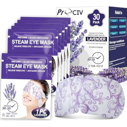 Steam Eye Mask 30 Packs Warming Eye Mask Self Heating Eye Mask Sleep Mask Heated Eye Mask for Dry Eyes Fatigue Great Gift for Students Adult