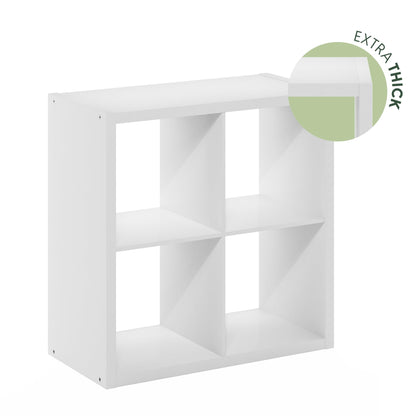 Furinno CUBICLE Book Shelf, 4-Cube Bookself, Thick Frame Bookcase with Reversible Open Back, 14.6 x 30 x 30, for Living Room, Bedroom, Home Office