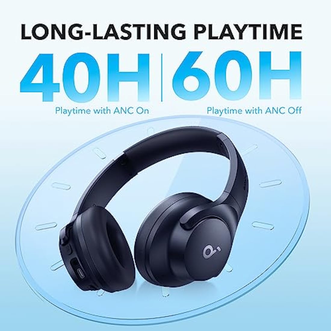 soundcore by Anker Q20i Hybrid Active Noise Cancelling Foldable Headphones, Wireless Over-Ear Bluetooth, 40H Long ANC Playtime, Hi-Res Audio, Big Bass, Customize via an App, Transparency Mode (Blue)