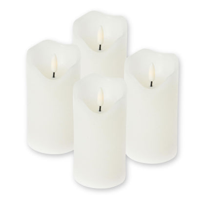 ToCi LED Candles White Diameter 7 x 12.5 cm - Set of 4 with Black Wick and Timer - 4 Flameless Real Wax Candles - Advent Candles Grave