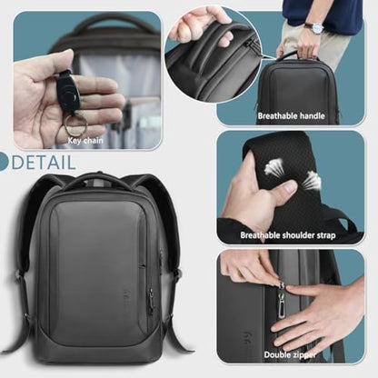 Mens Business Laptop Backpack for 15.6 Inch Large Rucksack with Charging Port Computer Bag Durable Anti-Theft High-Tech Daypack Water-Resistant Casual Daypack for Office College Weekender-Black