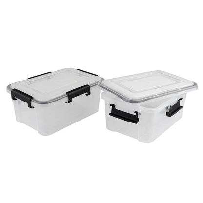Annkky 10 Liter Plastic Container with Seal Circle Lid, Transparent Storage Boxes Set of 2