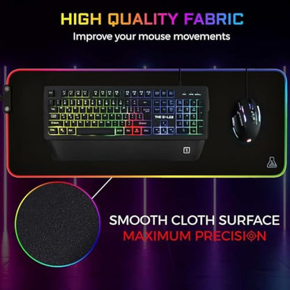 G-LAB Pad RUBIDIUM - RGB Gaming Mouse Pad - XXL Gaming Mouse Pad - LED Backlight - Water Resistant - High Precision Fabric - Non-Slip Rubber Base - 800x300x3mm - Black