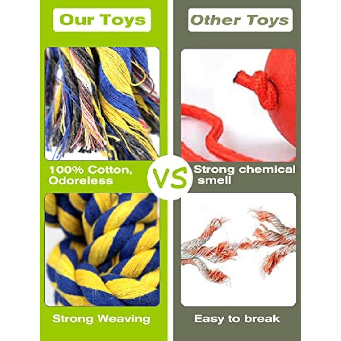 Decyam Dog Rope Toys for Large and Medium Breeds - 2 Pack of Heavy Duty XL Indestructible Dog chew Toys, 100% Cotton Tough Rope Chew Toy