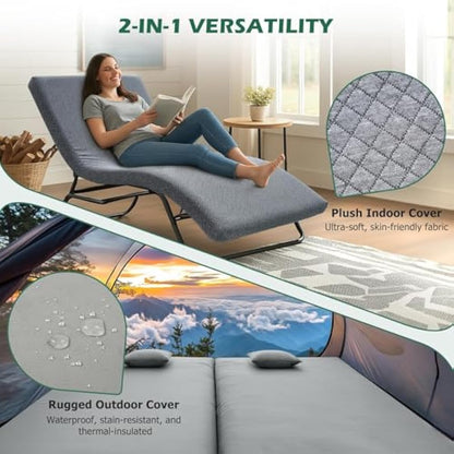 Willpo Memory Foam Camping Mattress Portable Sleeping Pad Floor Guest Bed Lightweight Outdoor Tent Mattress Removable Waterproof Cover Travel Bag