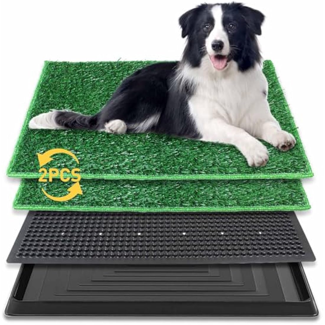 BRIAN & DANY Dog Toilet Puppy Pee Training Pad, with Two Artificial Grass Mats and Waste Tray for Indoor/Outdoor, 76cm x 51cm