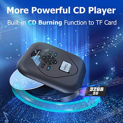 CD Player Portable with Speaker, 2023 MONODEAL Portable CD Player with Bluetooth, Built-in CD Burning Function, Rechargeable CD Player with Speakers, Personal CD Player for Car, Anti-Skip CD Player