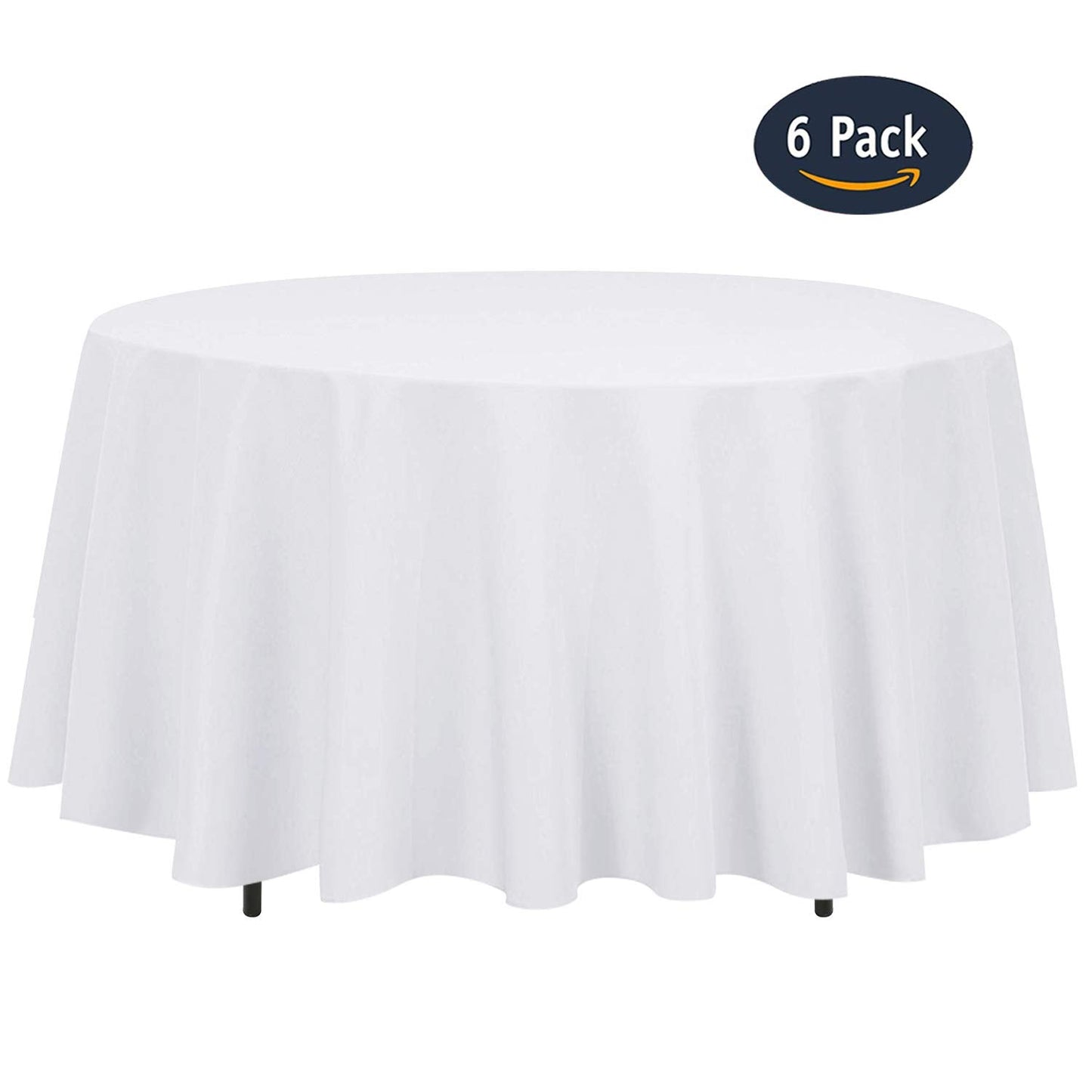 Kapwall 6 Pack White Round Table Cloth - 90Inch (228cm) Quality Tablecloth Table Cover for Wedding/Banquet/Restaurant/Party.