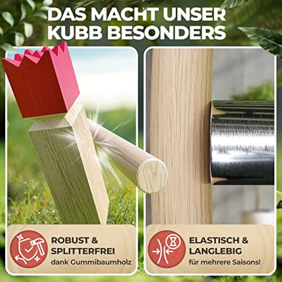 Liebholz® Original Kubb Viking Throwing Game [Test Winner] Includes Carry Bag & Game Instructions Swedish Chess Made of FSC Rubber Tree Wood - Robust XL Viking Game for Outdoor Use