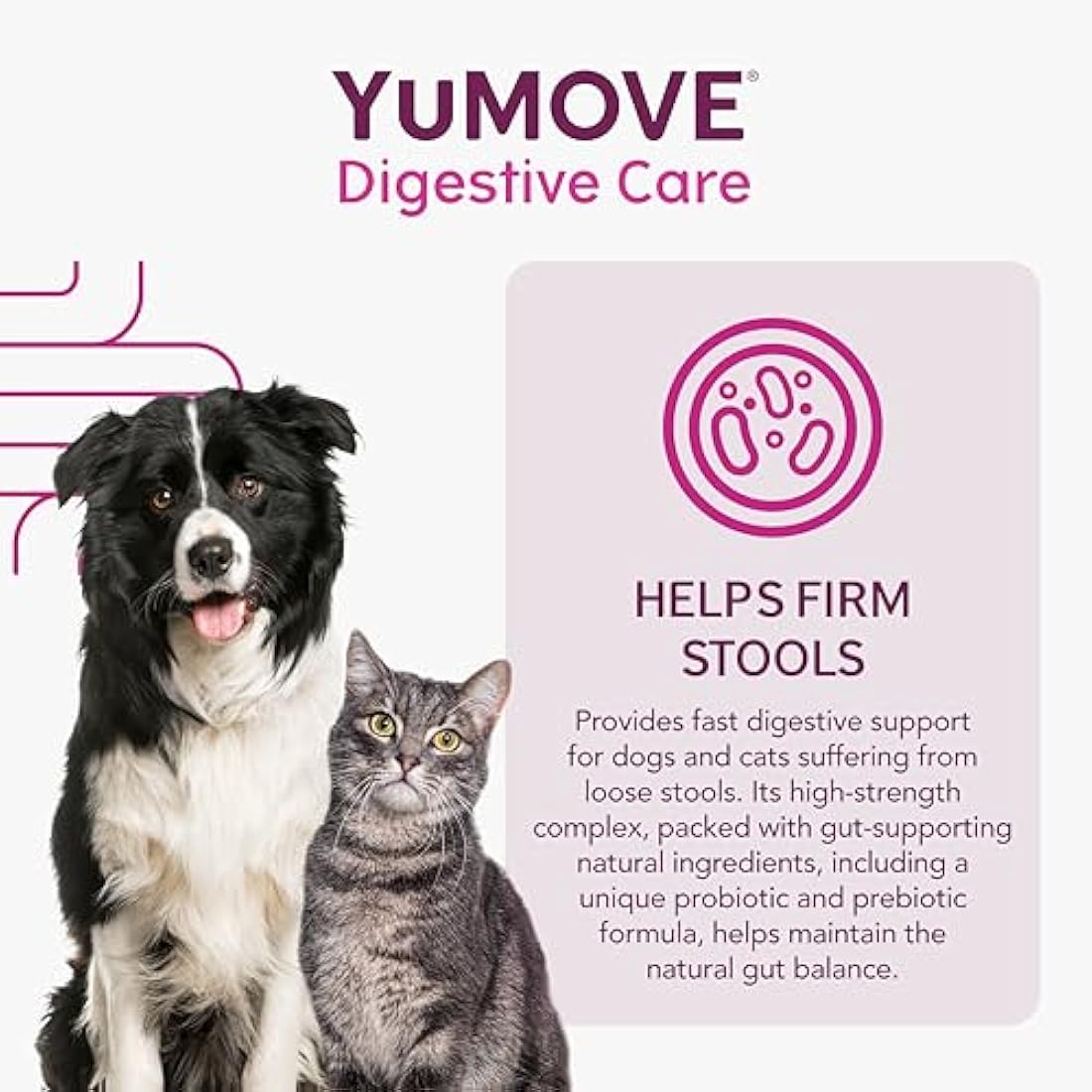 YuMOVE Digestive Care PLUS, Dogs & Cats Pre and Probiotics Supplement for Gut Health, Digestive Support Veterinary Strength with Fast-acting Ingredients, All Ages and Breeds, 6 Sachets