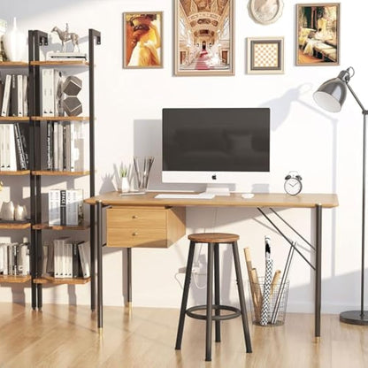 YMYNY Bar Stools Set of 2, 64CM Kitchen Breakfast Bar Stools Chairs with Footrest, Round BarStools for Dining Room, Kitchen, Party, 30×30×64CM Rustic Brown HBS512H