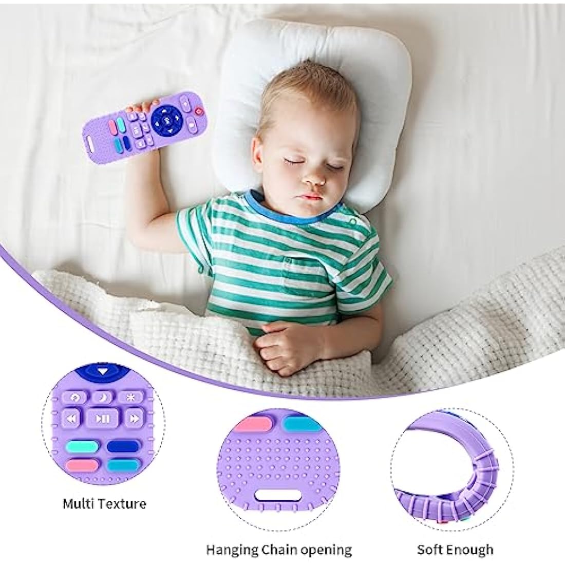 Hooku 2 Pack Silicone Teethers for Babies 0-6 Months, Teething Toys for Babies 6-12 Months, Baby Remote Control Toy, Infant Toys 0-3 Months, Sensory Chew Toys, Toddler Newborn Baby Gifts for Boy Girl