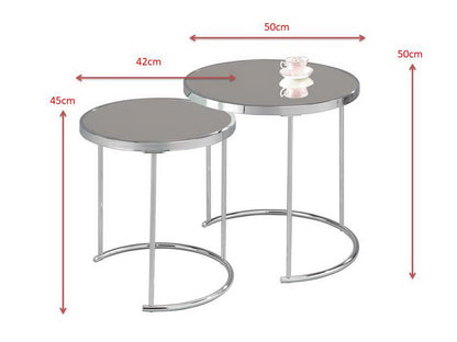 ASPECT Visio Set of 2 Round Nesting Table Top Frame, Mirror/Chrome, 50x50x50 cm, GNT09CH/MR